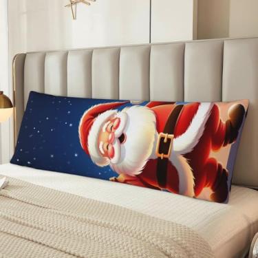 Imagem de Capa de travesseiro de corpo de Papai Noel de Natal de microfibra longa para presente para mulheres e homens, fronha de corpo ultra macia e aconchegante com zíper oculto para decoração de casa 50 x
