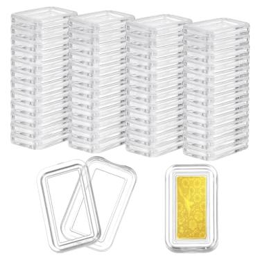 Imagem de FINGERINSPIRE 50 peças de caixa de acrílico prata com tampas, caixa de armazenamento retangular de lingote transparente recipiente de armazenamento de cápsula de plástico adequado para barra de prata