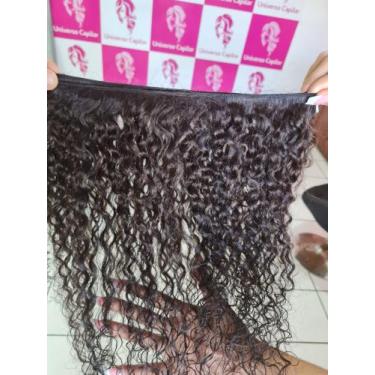 Imagem de Tela para mega hair Cabelo Humano Cacheado  Castanho 65cm - universo c