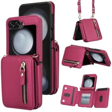 Imagem de Asuwish Capa de celular para Samsung Galaxy Z Flip 6 5G 2024 com bloqueio de RFID, carteira com zíper, alça transversal, cordão de ombro, suporte para cartão de crédito, suporte ZFlip6, Z6, G, Flip6