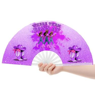 Imagem de Ventilador de botas no chão, fãs de dança de linha, ventilador de pop de dança de linha, leques dobráveis de festival grande ocidental, 66 cm (roxo)