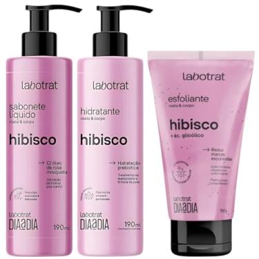 Imagem de Kit Sabonete Liquido + Esfoliante + Hidratante Corpo E Rosto Labotrat Cheiro De Fruta Hibisco 150g
