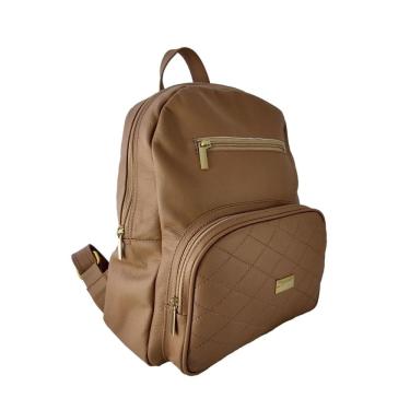 Imagem de Mochila Feminina Topgrife Matelassê Couro Caramelo