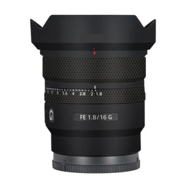 Imagem de Adesivo de lente de câmera antiarranhões para Sony FE 16 mm F1.8 G Capa protetora de película protetora 16 F 1,8 (preto fosco)