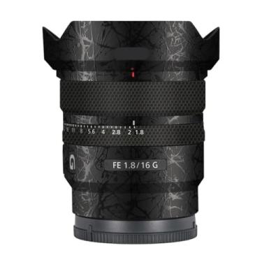Imagem de Adesivo de lente de câmera antiarranhões para Sony FE 16 mm F1.8 G Capa protetora de película protetora 16 F 1,8 (Splash Ultra Preto)