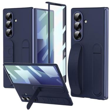 Imagem de YQODSZ Capa para Samsung Galaxy Z Fold 7 com alça de dedo, capa de telefone fina de corpo inteiro com protetor de tela com suporte protetor de tela com borda elevada para mulheres meninas capa com