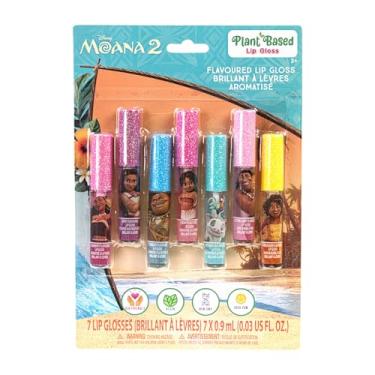 Imagem de Townley Girl Brilho labial Disney Moana 7 peças à base de plantas, lembrancinhas de festa para meninas, primeiro conjunto de maquiagem para meninas, perfeito para festas, festas do pijama e presentes