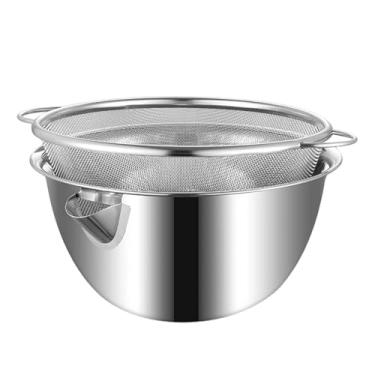 Imagem de Baoblaze Conjunto de escorredor com tigela, escorredor microporoso, enxaguador de arroz, tigela de salada de grande capacidade com bico, peneira para macarrão