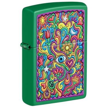 Imagem de Zippo Isqueiro de bolso fosco verde grama design trippy
