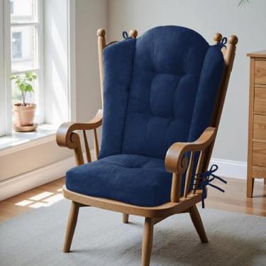 Imagem de Almofada para cadeira de balanço Wingback - Almofadas grandes de cadeira Adirondack Tufado, Esponja de Alta Densidade, Almofadas de balanço de chenille confortáveis com laços, conjuntos de 2 peças