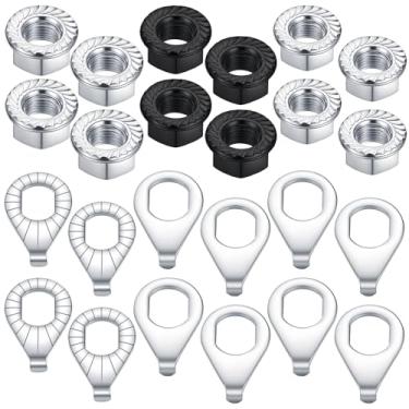 Imagem de Xelsluthe 24 peças de porcas de eixo de bicicleta e arruelas de segurança, kit de porcas de roda de bicicleta, M8/M9.5/M10 Porca de eixo flangeado de cubo de bicicleta, porca de eixo de bicicleta para