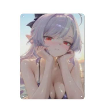 Imagem de Anime Sexy Bikini Hot Girl Pinup Girl Metal Tin Sign Wall Art Poster Decor for Home Bar Club Bedroom Bathroom Man Cave Otaku 30,5 x 40,6 cm, AH504