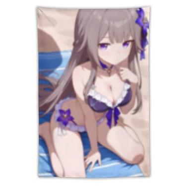 Imagem de LIEGBMEU Tapeçaria de biquíni sexy anime menina 101.6 cm x 152.4 cm interior exterior parede colcha arte decoração de tapeçaria caprichosa, AC046