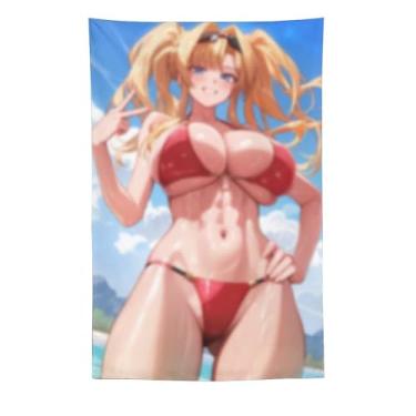 Imagem de LIEGBMEU Sexy Bikini Hot Anime Girl Tapeçaria 152.4 cm x 228.6 cm Interior Exterior Wall Quilt Art Decoração de Tapeçaria Caprichosa, AD24