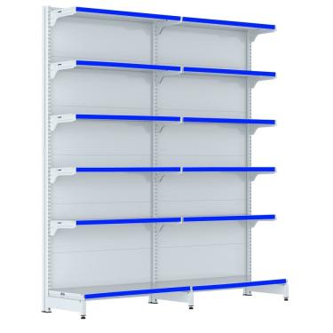 Imagem de Gondola Parede 202 Fit Farmacia Ate 2 Metros Branco Pe Azul