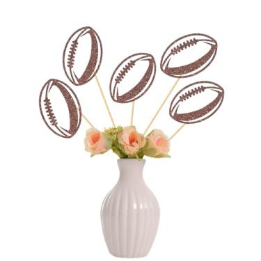 Imagem de Bastões de centro de mesa de futebol - Peças centrais de festa de chá de bebê com tema esportivo - Feliz dia de jogo - Decorações de mesa de festa de aniversário entusiasta de futebol - Glitter 12