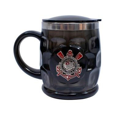 Imagem de Caneca Térmica Corinthians 500ml - Plástico/Inox com Brasão