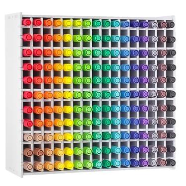Imagem de Suporte organizador de canetas marcadoras para 240 marcadores, suporte de armazenamento de suprimentos de arte de artesanato, canetas marcadoras de arte de mesa, suporte de lápis de cor, estojo de
