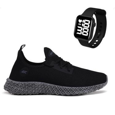 Imagem de Combo Tênis Masculino Ortopédico Com Relógio Quadrado Conforto e Leveza para Caminhada, Academia-Masculino