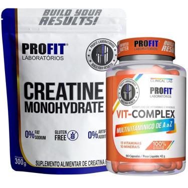 Imagem de KIT CREATINA MONONOHIDRATADA 300G l MULTIVITAMÍNICO VIT COMPLEX 90 CÁPSULAS l PROFIT-Unissex