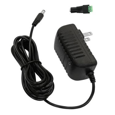Imagem de Fonte de alimentação CC 12Volt 1,5A/1500mA 10FT DC 12V Cabo de alimentação 18W Adaptador CA 100-240V AC para DC Transformadores de 12 volts Adaptador de alimentação de 1,5 Amp, plugue de 5,5 x 2,1 mm