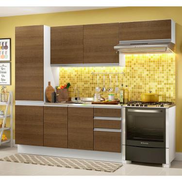Imagem de Armário de Cozinha Completa Madesa 100% MDF Acordes XA260002 Balcão (Sem Tampo e Pia) Branco/Rustic