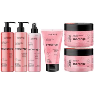 Imagem de Kit Banho Premium Labotrat Morango Completo 6 Produtos Corpo E Rosto Cheiro De Fruta Esfoliante