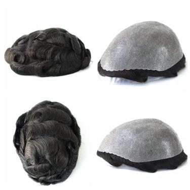 Imagem de HAIR NATURE Peças de cabelo humano peruca masculina, sistemas de substituição de cabelo para homens, unidades de cabelo castanho escuro com nó de pele poli 8x10#2