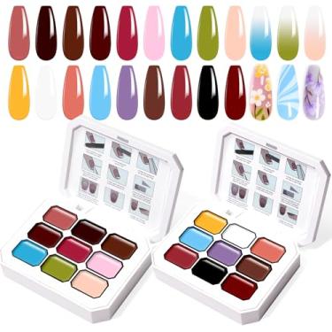 Imagem de U-Shinein Conjunto de gel de pintura gradiente, 18 esmaltes de gel ombré rosa preto e branco pigmento unha textura sedosa de longa duração altamente saturada manicure francesa molho de UV/Led Home