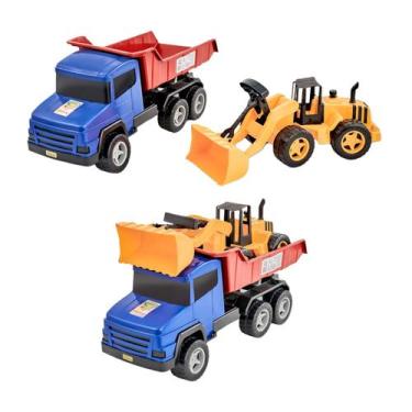 Imagem de Caminhão Truck 58cm +Trator Carregadeira 45cm Pá Articulado - Adijomar