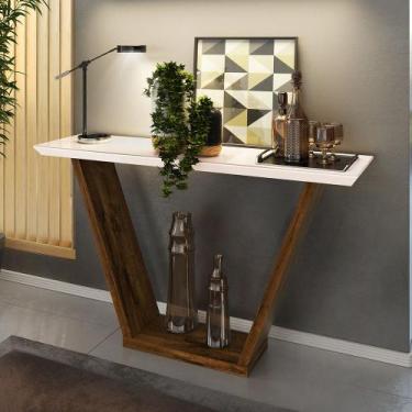 Imagem de Aparador Sala Estar 136cm Tampo MDF c/ Vidro Lótus Trufa/Creme D04 - D