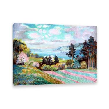 Imagem de Impressão Otto Dix em tela primavera no rio Höri com vista para pinturas otto dix arte de parede arte famosa tela pôsteres para decoração de parede para quarto sala de estar 100 x 70 cm (83.8x71.1 cm