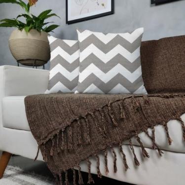 Imagem de Genérico, Kit Manta Para Sofá Marrom + 2 Capas De Almofada Com Zíper Cor:02