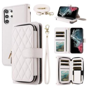 Imagem de Dswteny Argyle Capa carteira para Samsung Galaxy S25 Ultra 5G com alça de ombro, capa de celular flip de couro PU com suporte para cartão de crédito para S25Ultra 25S S 25 25Ultra 6.9 2025 mulheres