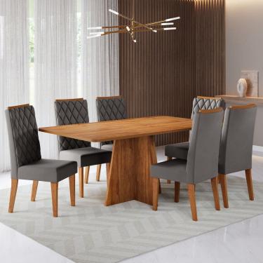 Imagem de Conjunto Sala de Jantar Talento Mesa 160x80cm e 6 Cadeiras Iza Cobre/Cinza - Casa Giulia