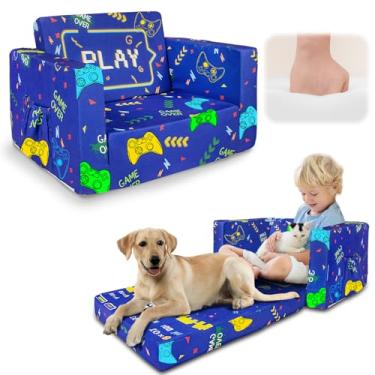 Imagem de Beavtaens Sofá infantil, sofá dobrável 2 em 1, conversível infantil sofá para espreguiçadeira para meninas e meninos, cadeiras infantis macias confortáveis de 1 a 3 anos (almofada de jogo)