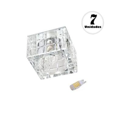 Imagem de 7 Spot Cristal K9 Sanca Gesso Embutir AC974 + Led G9 3W Branco Quente 