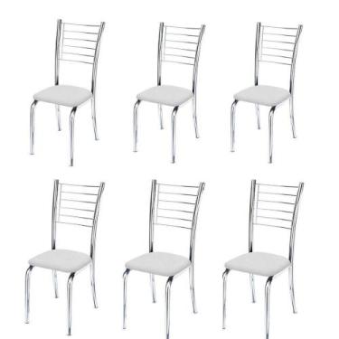 Imagem de Conjunto 6 Cadeiras Cromadas Para Cozinha Kiara-material sintético Bra