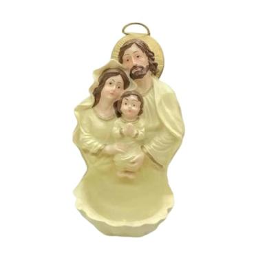 Imagem de rockible Fonte de água da Sagrada Família, figura religiosa suspensa, colecionável, decoração de parede católica para ano novo, natal, confirmação, Amarelo