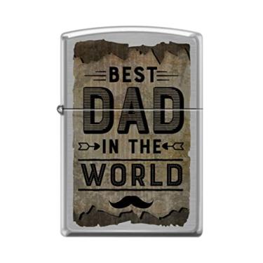 Imagem de Zippo Isqueiro - Melhor pai do mundo bigode escovado cromado isqueiro à prova de vento #Z5258