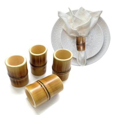 Imagem de Anel de Guardanapo de Mesa Argola Suporte para Guardanapo Prendedor de Bambu Natural para Festa Casamento Jantar Mesa Posta (8, Modelo com nó)