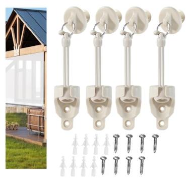 Imagem de Caeafvoye Kit de peças de reposição para para-sol: Amarração reforçada e tampas de extremidade com anéis | Resistente ao clima | Compatível com Coolaroo, persianas externas e persianas de rolo (bege