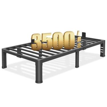 Imagem de Estrutura de cama de solteiro de 30,5 cm com pernas de canto arredondadas e furo de cabeceira rolha deslizante de colchão plataforma de metal resistente de 1,587 kg, sem necessidade de mola box, sem