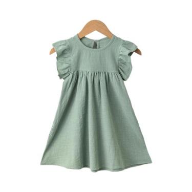 Imagem de Vestido de Verão Casual de Algodão para Bebês - Manga Voadora com Amar
