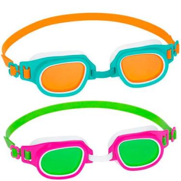 Imagem de Kit de Óculos de Natação Infantil para Piscina e Praia Verde e Rosa 2 