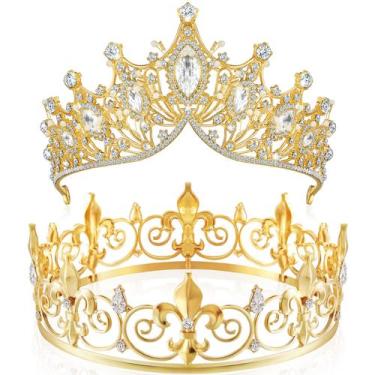 Imagem de Conjunto de coroas Junkin Barroco Queen King Prince Tiara Crystal