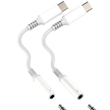 Imagem de Adaptador de áudio USB C para 3,5 mm para iPhone 16 15 Pro Max para Apple (pacote com 2) cabo auxiliar de fone de ouvido DAC cabo dongle compatível com Samsung Galaxy Wired carro fêmea acessório para