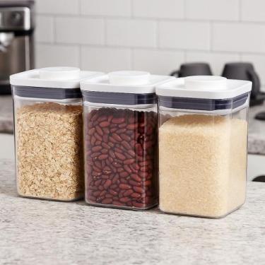 Imagem de Jogo 3 Potes Herméticos para Alimentos Oxo Pop 2.0 Quadrado 1L Vedação