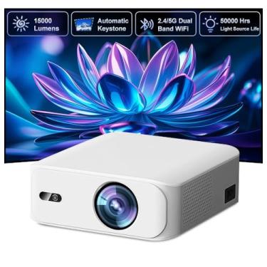 Imagem de Mini projetor de dados 4K suportado, projetor inteligente mais portátil com WiFi e Bluetooth, Android 11, Full HD 1080P projetor de dados, 800ANSI Home theater pequeno bimer