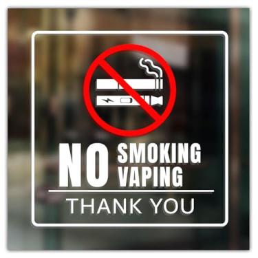 Imagem de (2 peças) Adesivo de vinil de sinal de não fumar, não vaping, aviso de agradecimento, para escritório, casa, loja, restaurante, porta, parede, janela, aviso de segurança, impermeável, durável, uso